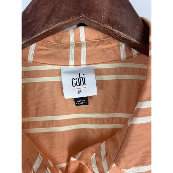 CAbi Camp Shirt 6511 Peach Striped Button Up Short Sleeve Collared Size M - Picture 8 of 8